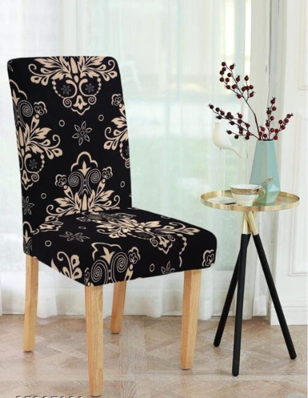 CORTINA SPANDEX  Black Color Polyster Fabric Elastic Chair Cover Stretch Removable Washable 1Pcs - Black, Polyster, Pack of1